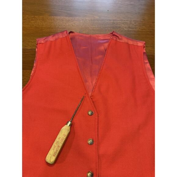 XL Orvis Wool Tartan Plaid Red Vest Reversible Christmas Dress - Picture 4 of 8